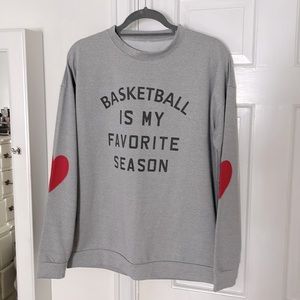 Basketball fan sweatshirt! Heart in each elbow. Medium